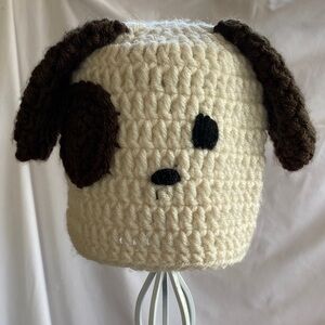 Handmade Cream and Brown Dog Hat for kid